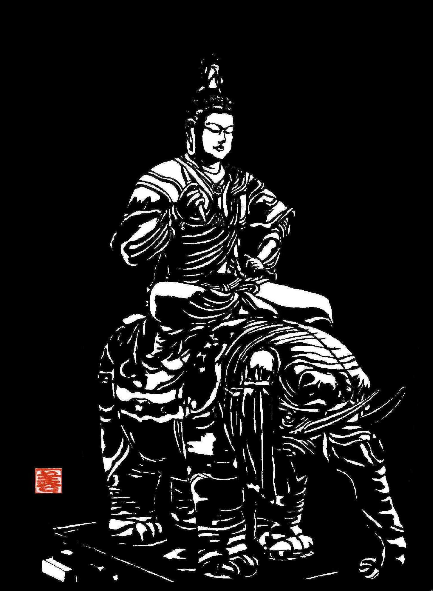 仏画編 帝釈天半跏像ー5 | 切り絵Tシャツネット販売